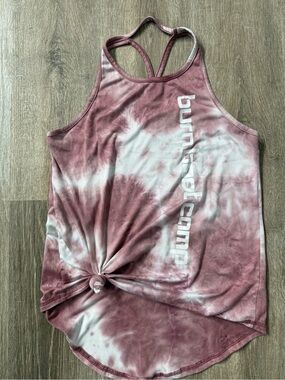 Burn Boot Camp Women's Tie-Dye Mauve Pink Racerback Tank